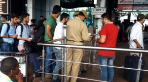 As curfew continues in valley, people turn up at airport early in the morning and stay there till their flights leave. Those coming to valley, also wait at airport till evening.Express Photo by Shuaib Masoodi 16-07-2016 *** Local Caption *** As curfew continues in valley, people turn up at airport early in the morning and stay there till their flights leave. Those coming to valley, also wait at airport till evening.